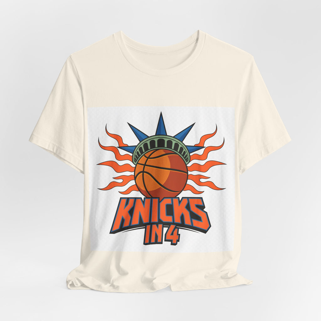 Knicks In 4 Liberty Ball - Trendy Teez Tee (Graphic Front + Text Back) mockup
