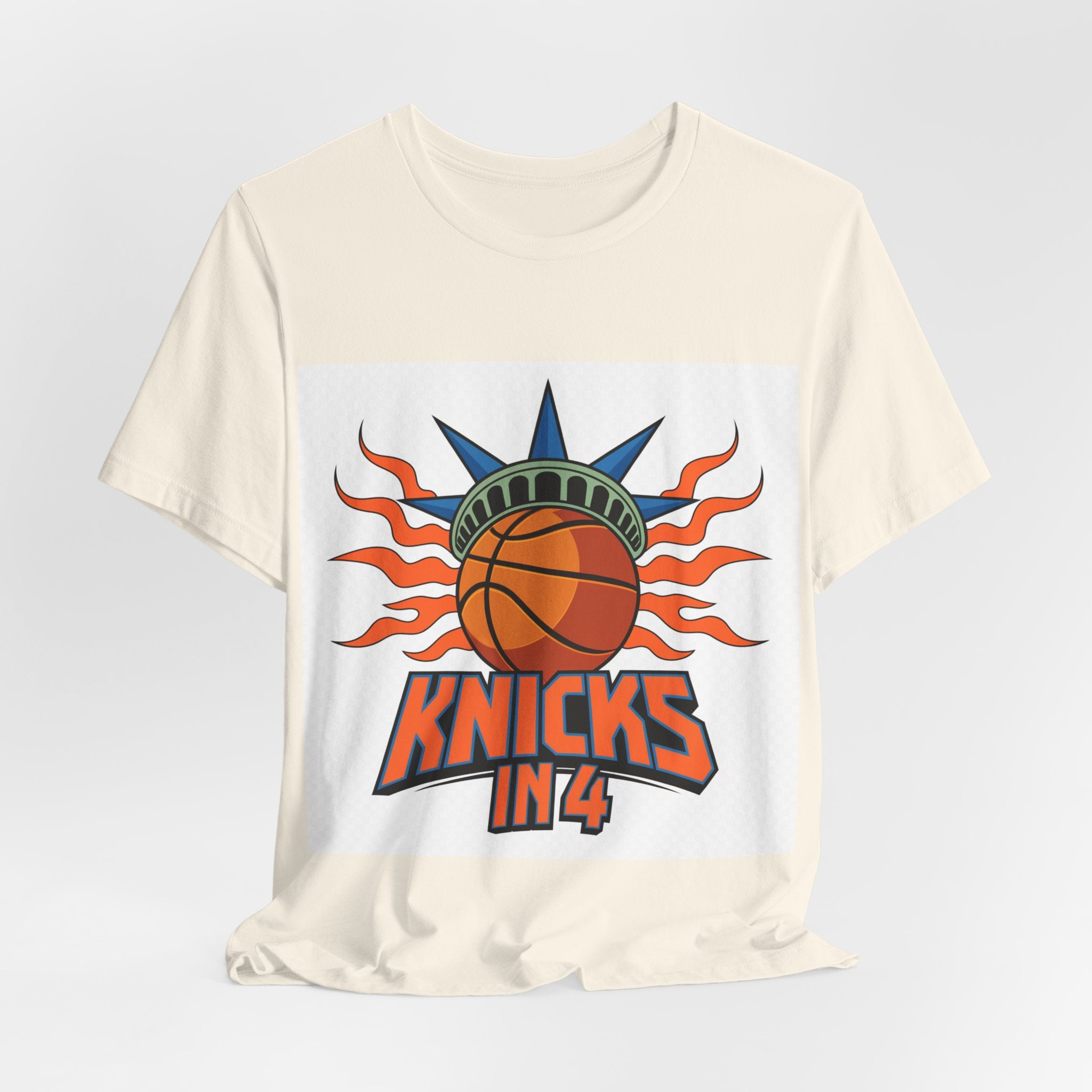 Knicks In 4 Liberty Ball - Trendy Teez Tee (Graphic Front + Text Back) mockup