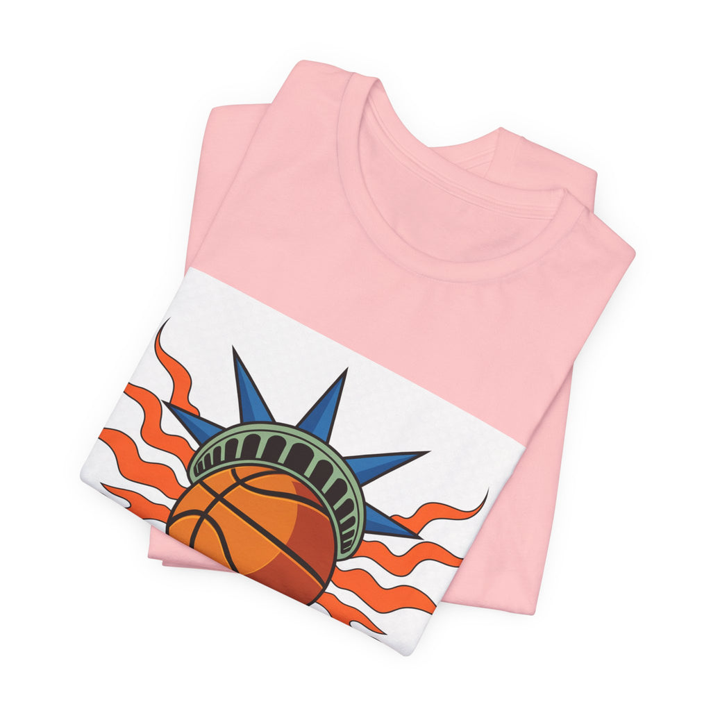 Knicks In 4 Liberty Ball - Trendy Teez Tee (Graphic Front + Text Back) mockup
