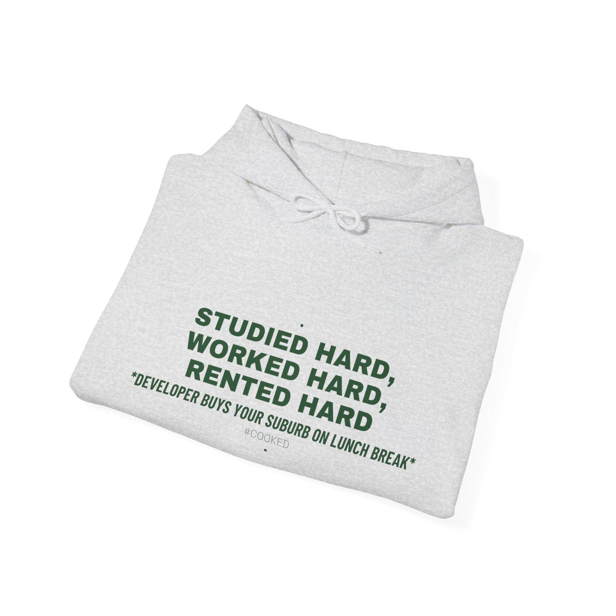 Studied Hard, Worked Hard, Rented Hard - Trendy Teez Funny Hoodie mockup