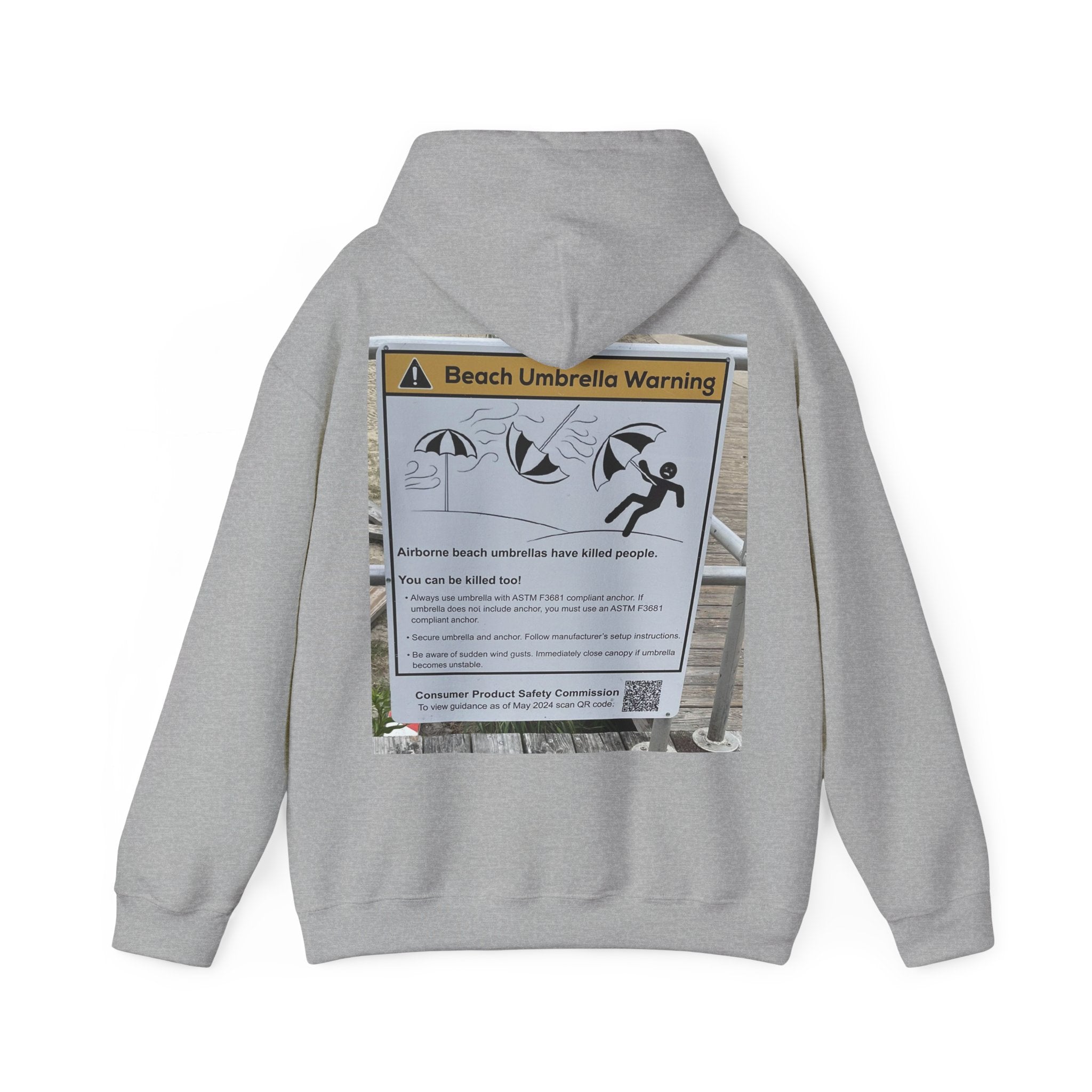 Flying Beach Umbrellas (Ocean City, Nj) — Hard Hoodie (Back Print)