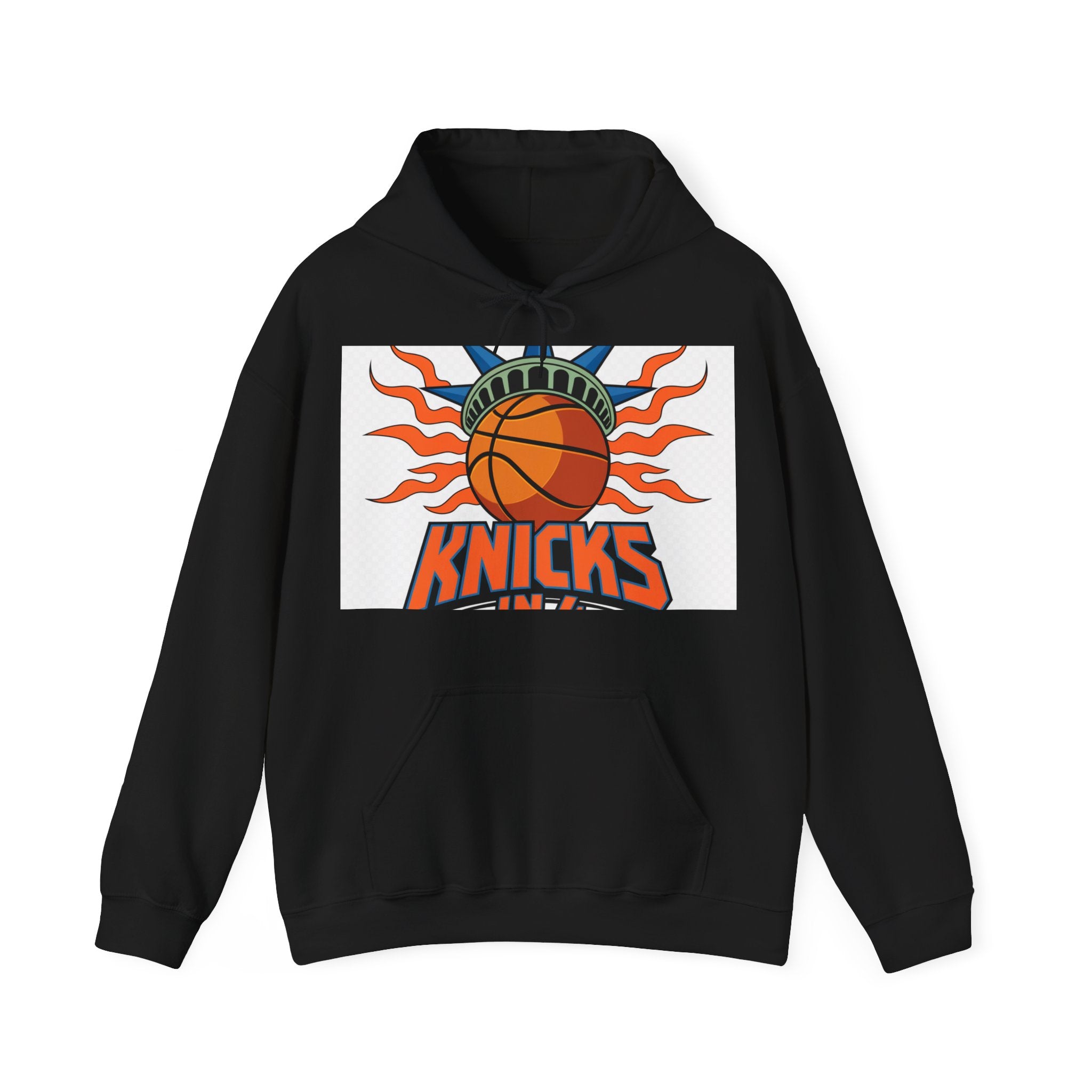Knicks In 4 Liberty Ball - Trendy Teez Hoodie (Graphic Front + Text Back) mockup