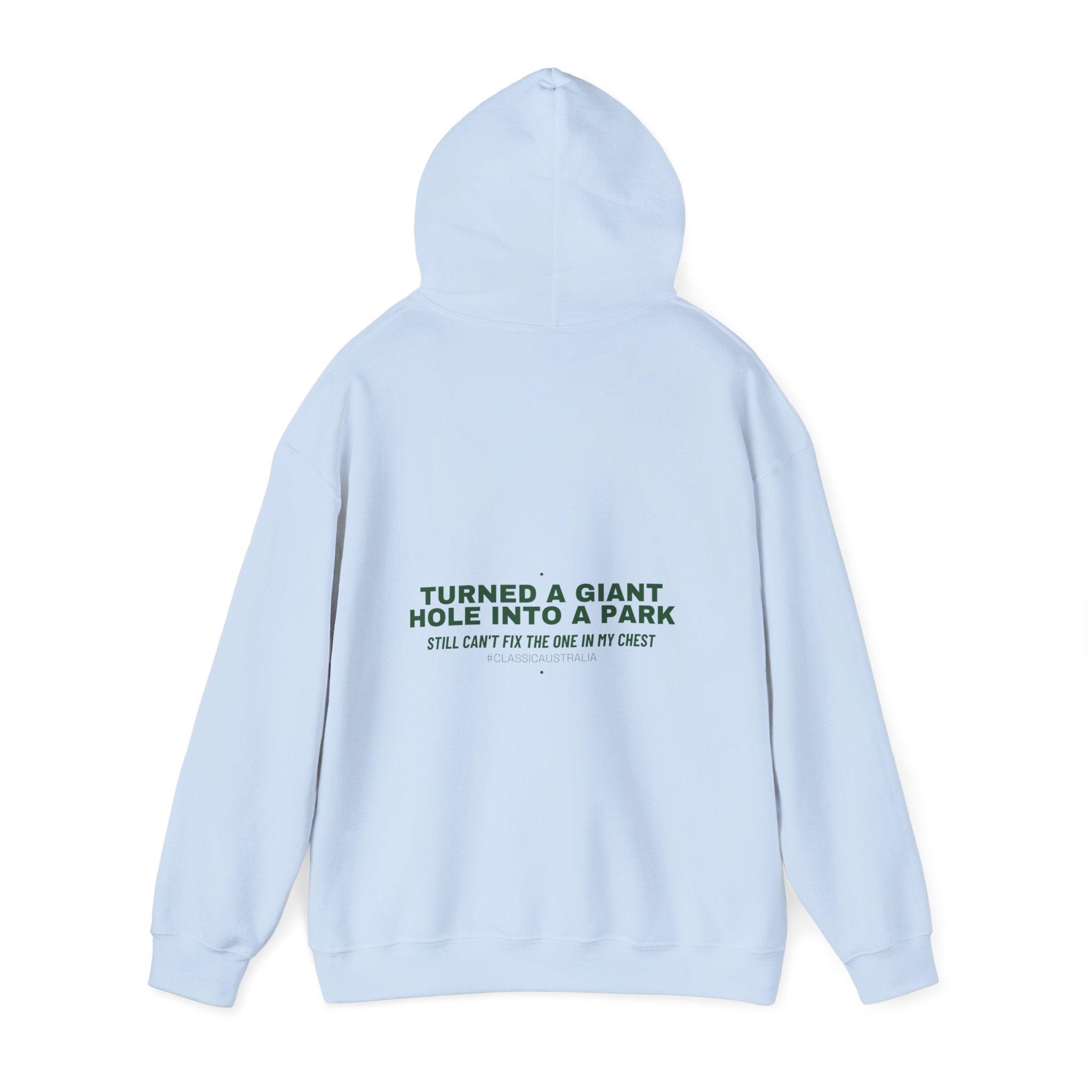 Turned A Giant Hole Into A Park — Funny Hoodie (Back Print)