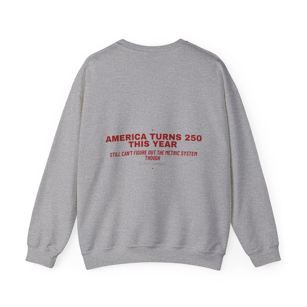 America Turns 250 This Year — Funny Crewneck (Back Print)