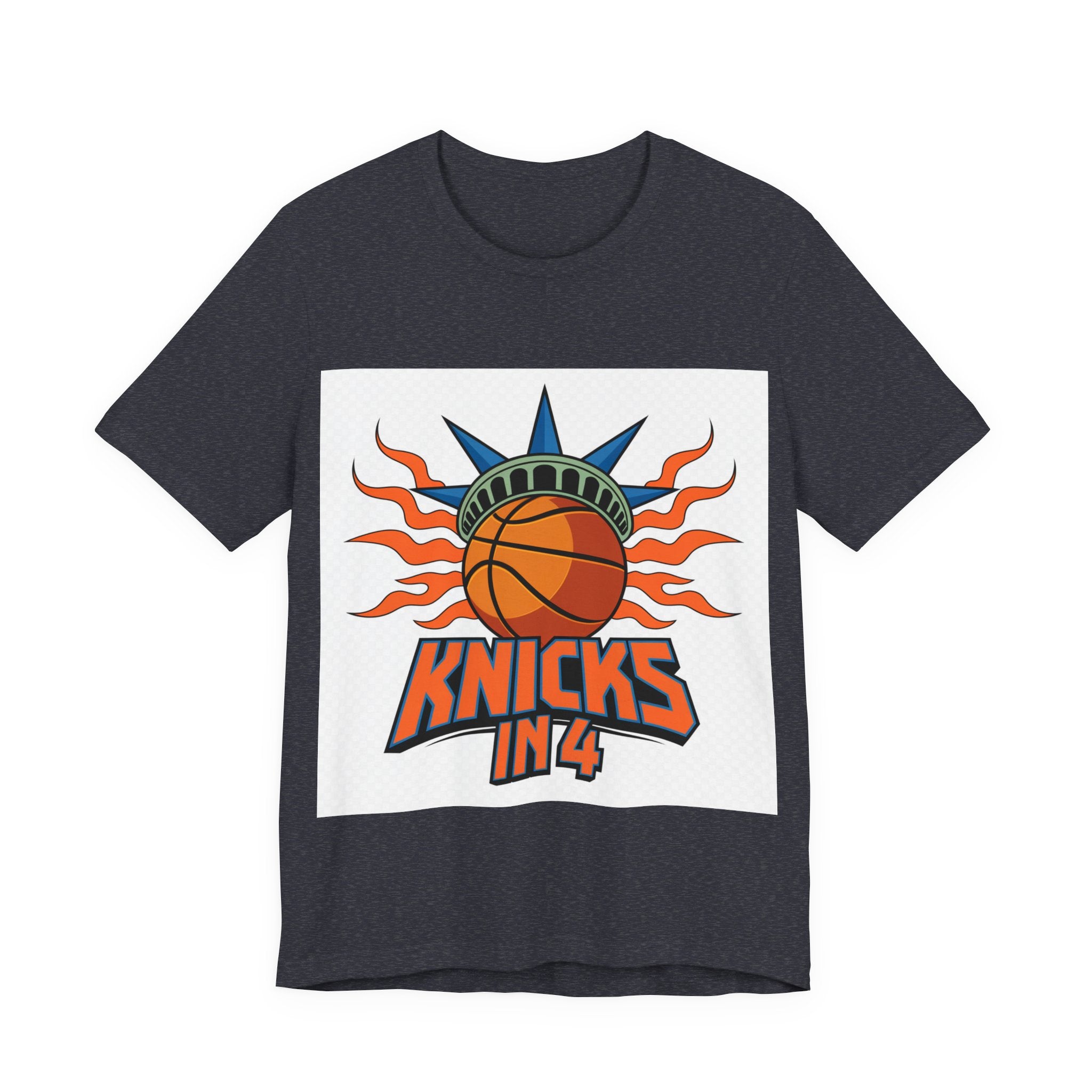 Knicks In 4 Liberty Ball - Trendy Teez Tee (Graphic Front + Text Back) mockup
