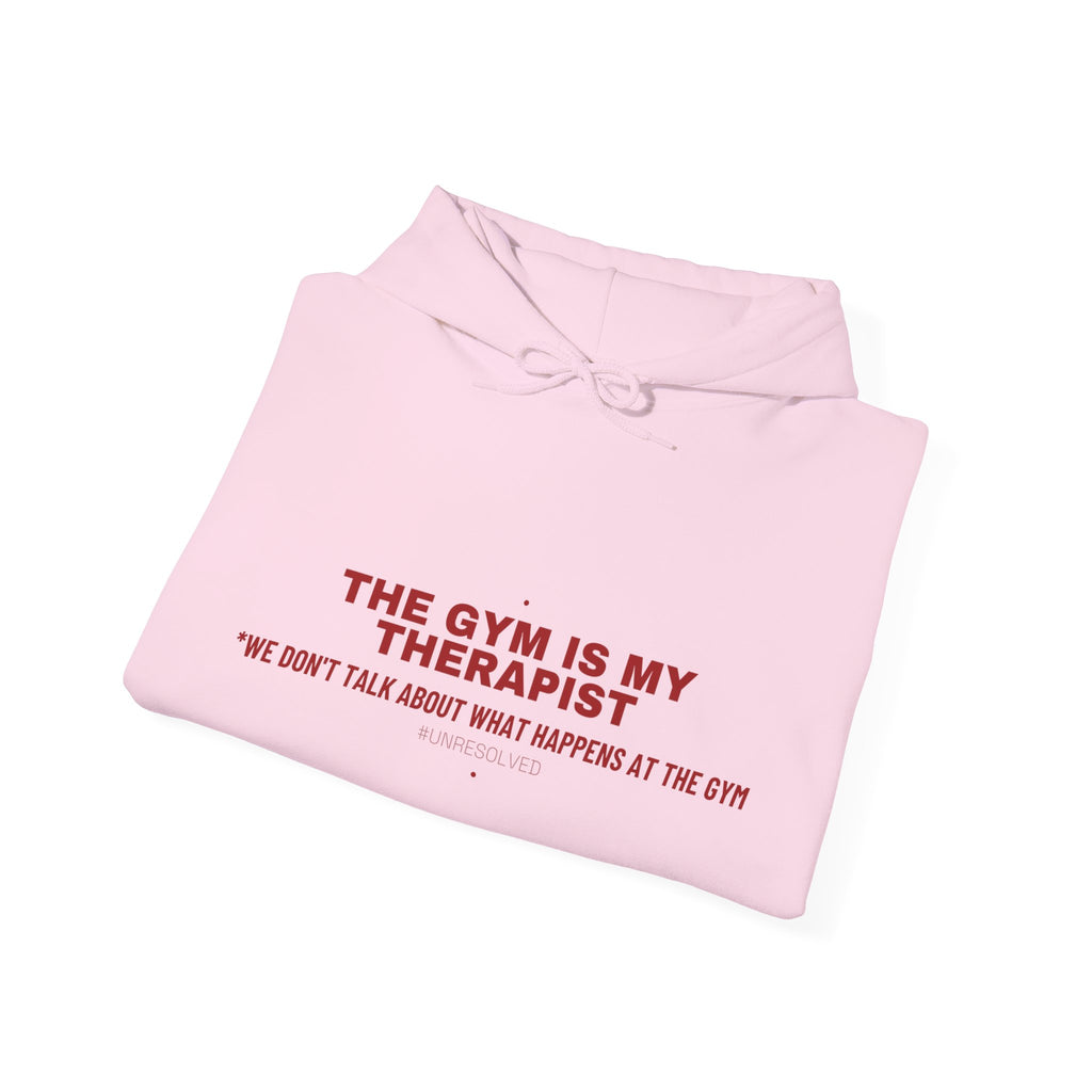 The Gym Is My Therapist - Trendy Teez Funny Hoodie mockup