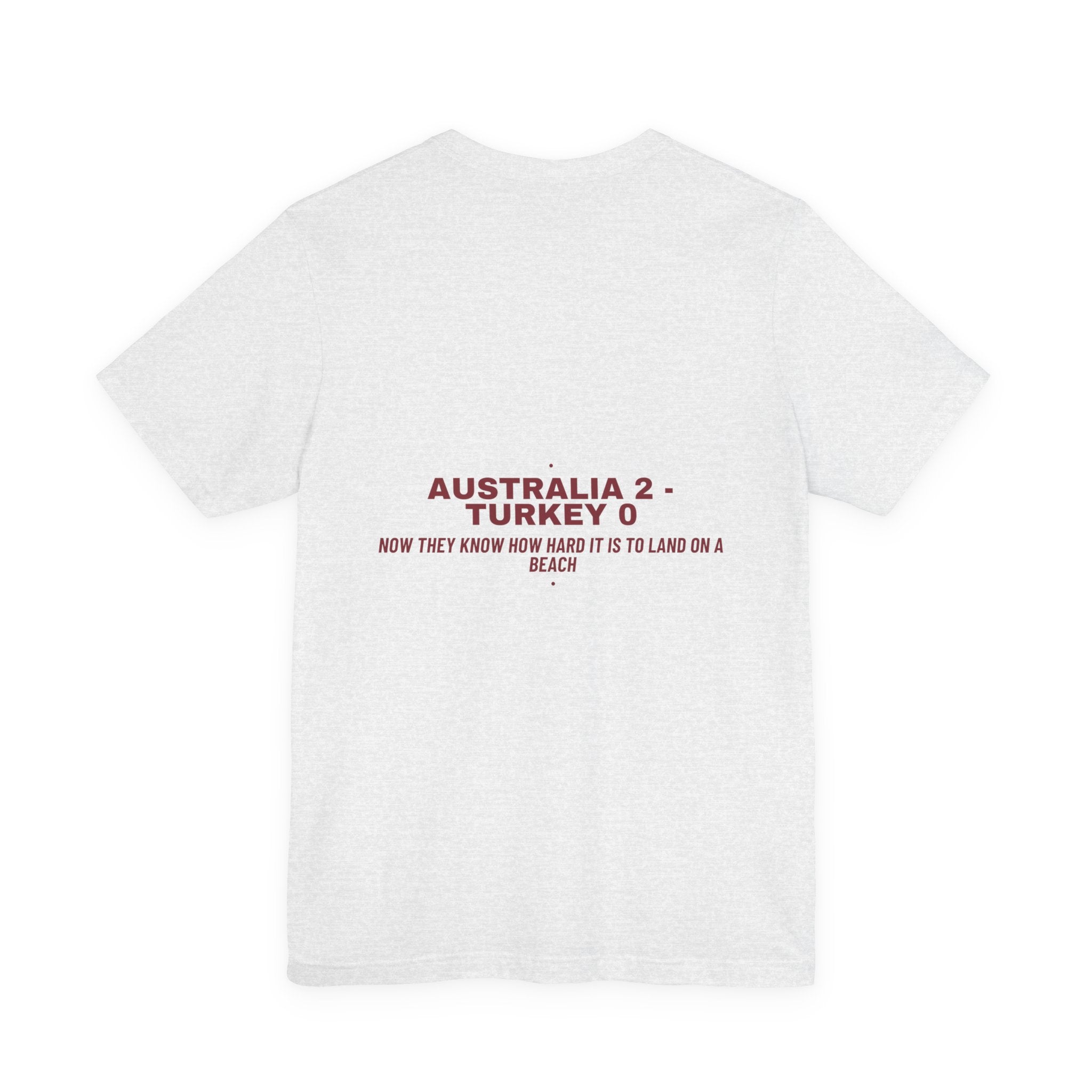 Australia 2 - Turkey 0 - Trendy Teez Funny Tee (Back Print) mockup