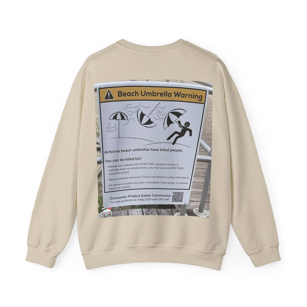 Flying Beach Umbrellas (Ocean City, Nj) — Hard Crewneck (Back Print)