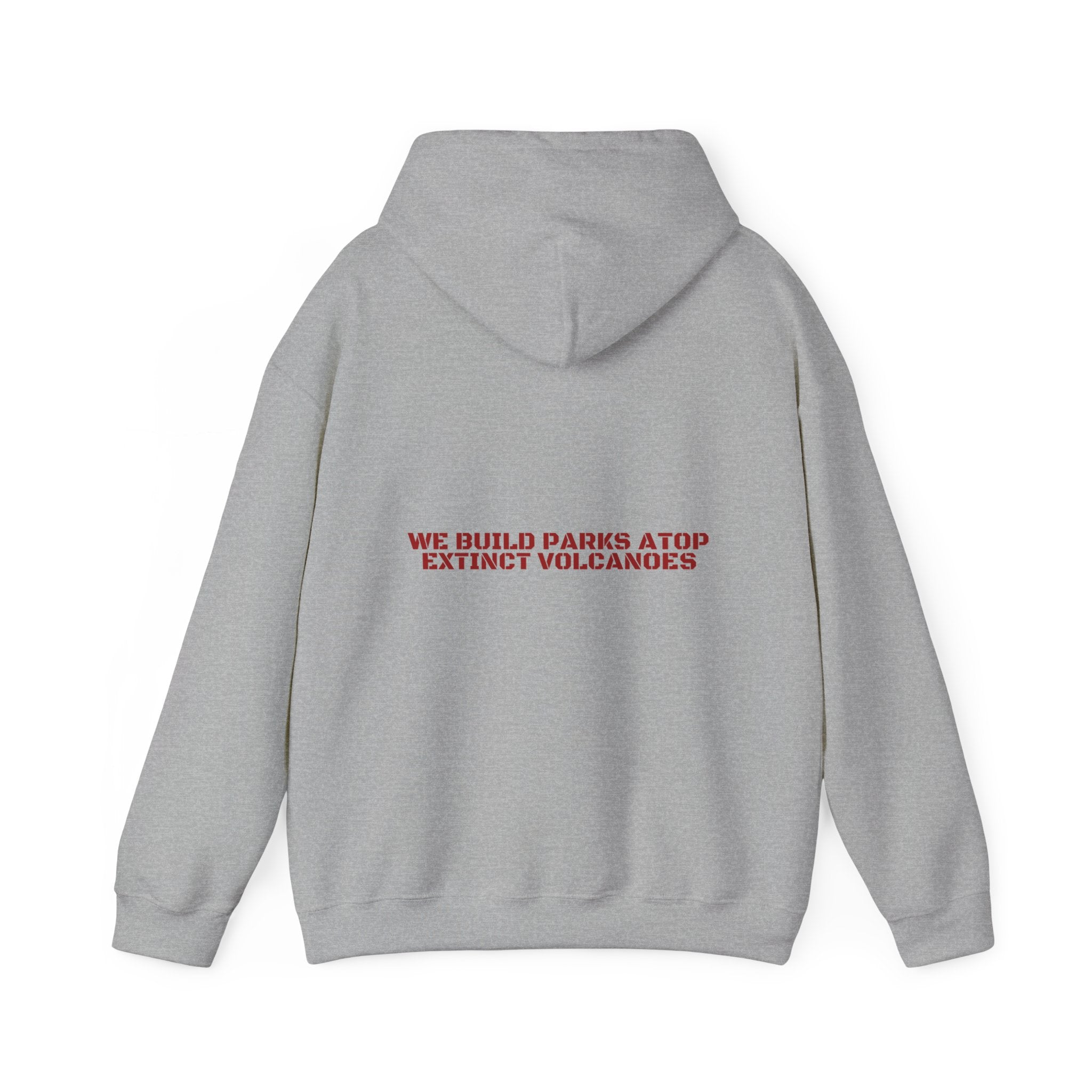 We Build Parks Atop Extinct Volcanoes — Funny Hoodie (Back Print)