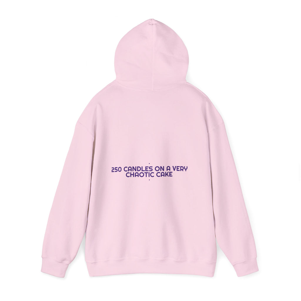 250 Candles On A Very Chaotic Cake — Funny Hoodie (Back Print)