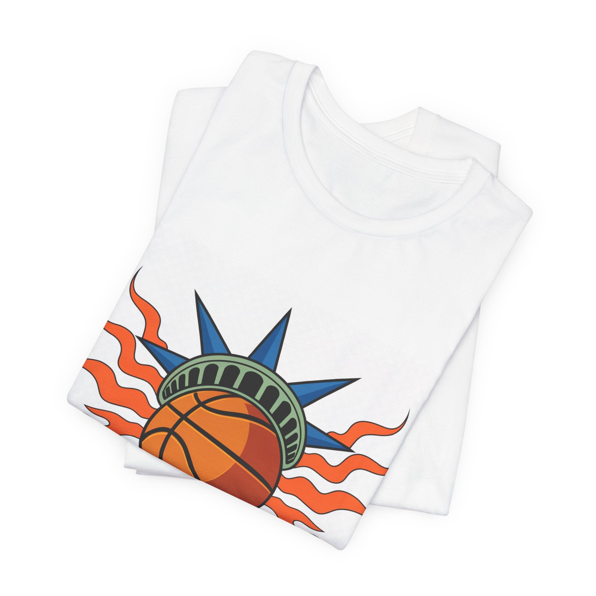 Knicks In 4 Liberty Ball - Trendy Teez Tee (Graphic Front + Text Back) mockup