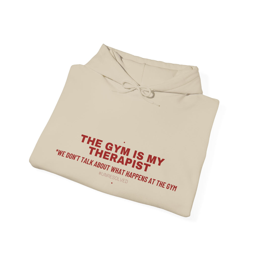 The Gym Is My Therapist - Trendy Teez Funny Hoodie mockup