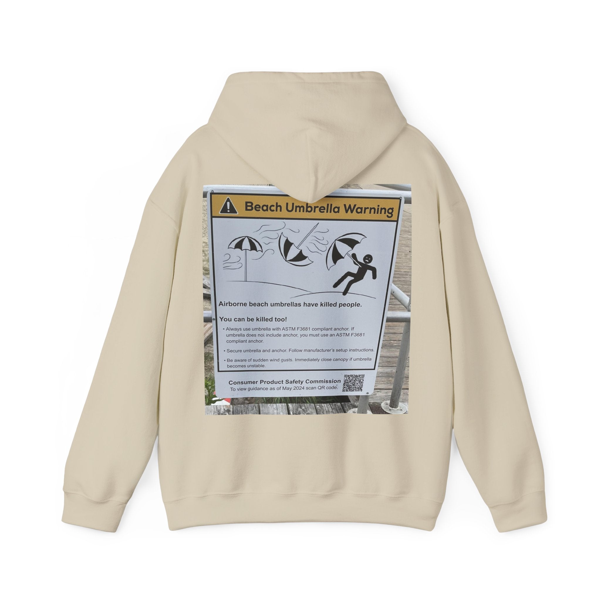 Flying Beach Umbrellas (Ocean City, Nj) — Hard Hoodie (Back Print)