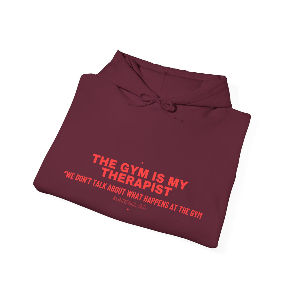 The Gym Is My Therapist - Trendy Teez Funny Hoodie mockup
