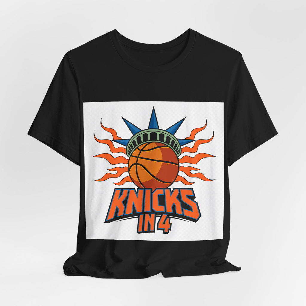 Knicks In 4 Liberty Ball - Trendy Teez Tee (Graphic Front + Text Back) mockup
