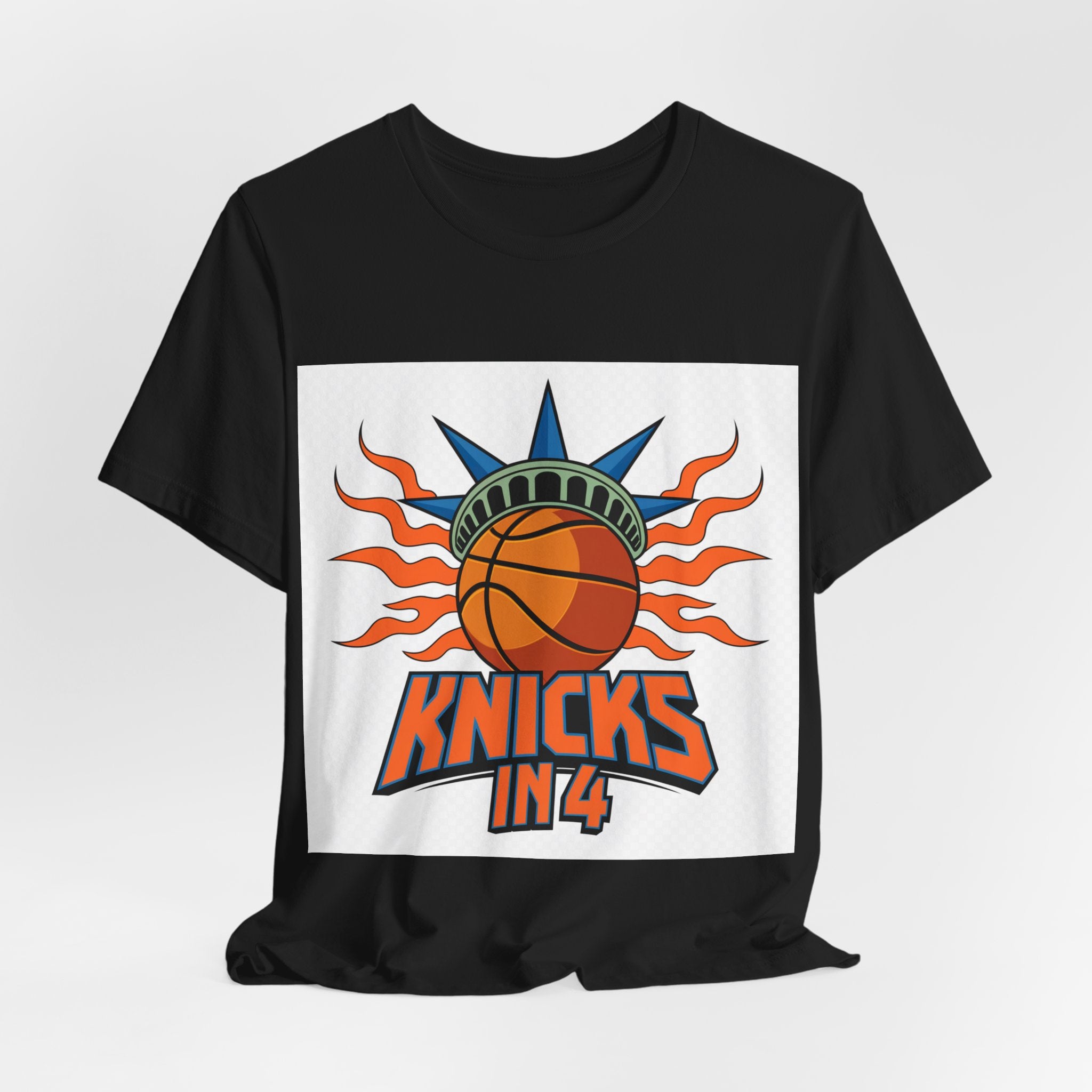 Knicks In 4 Liberty Ball - Trendy Teez Tee (Graphic Front + Text Back) mockup