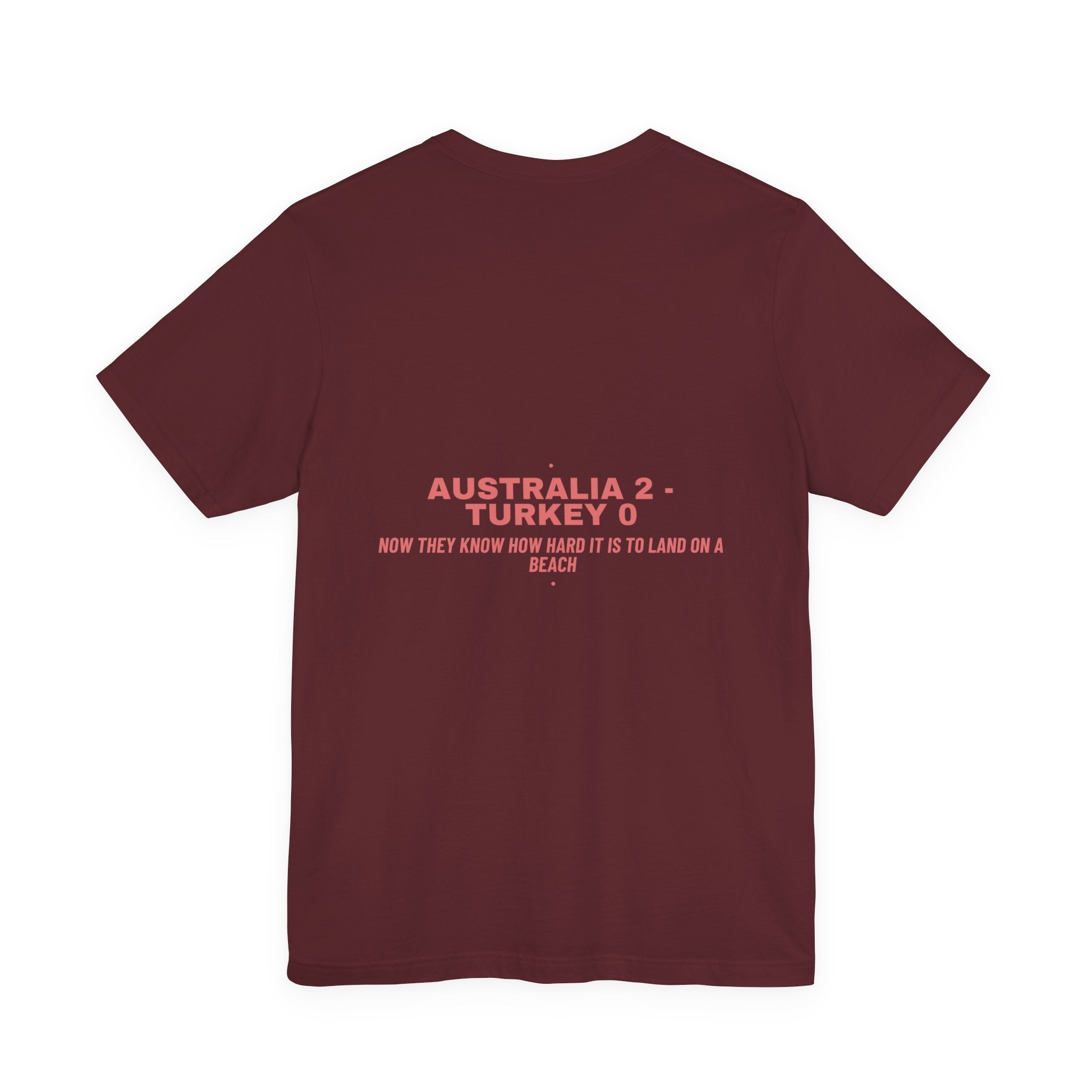 Australia 2 - Turkey 0 - Trendy Teez Funny Tee (Back Print) mockup