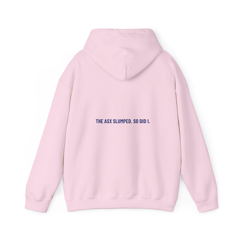 The Asx Slumped. So Did I. - Trendy Teez Funny Hoodie (Back Print) mockup