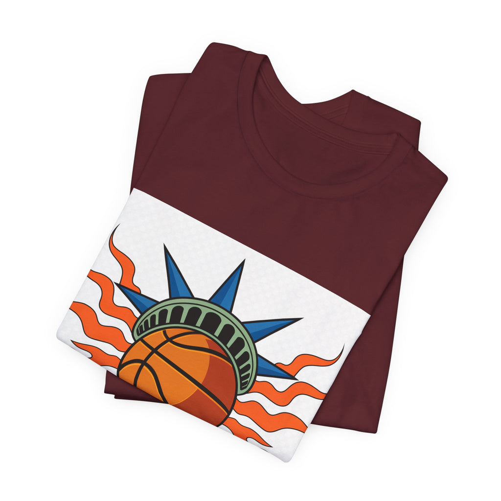 Knicks In 4 Liberty Ball - Trendy Teez Tee (Graphic Front + Text Back) mockup