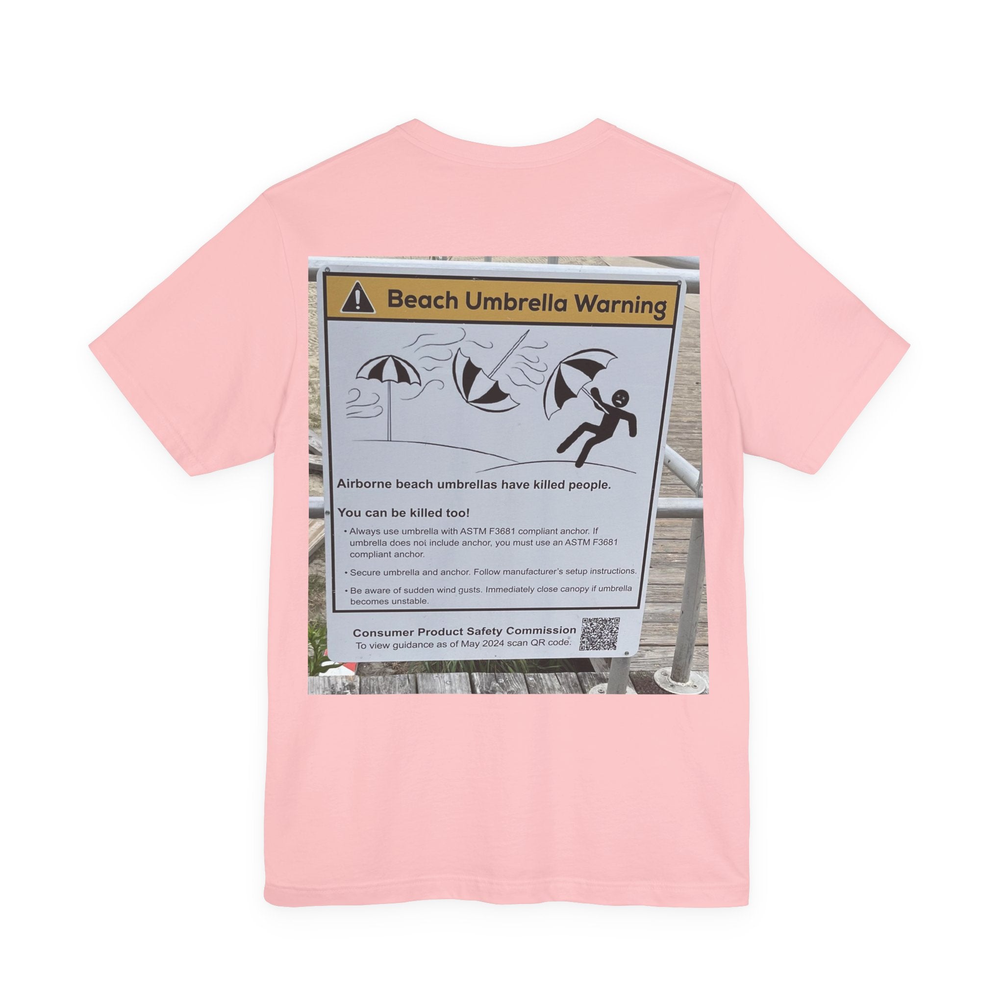 Flying Beach Umbrellas (Ocean City, Nj) — Hard Tee (Back Print)