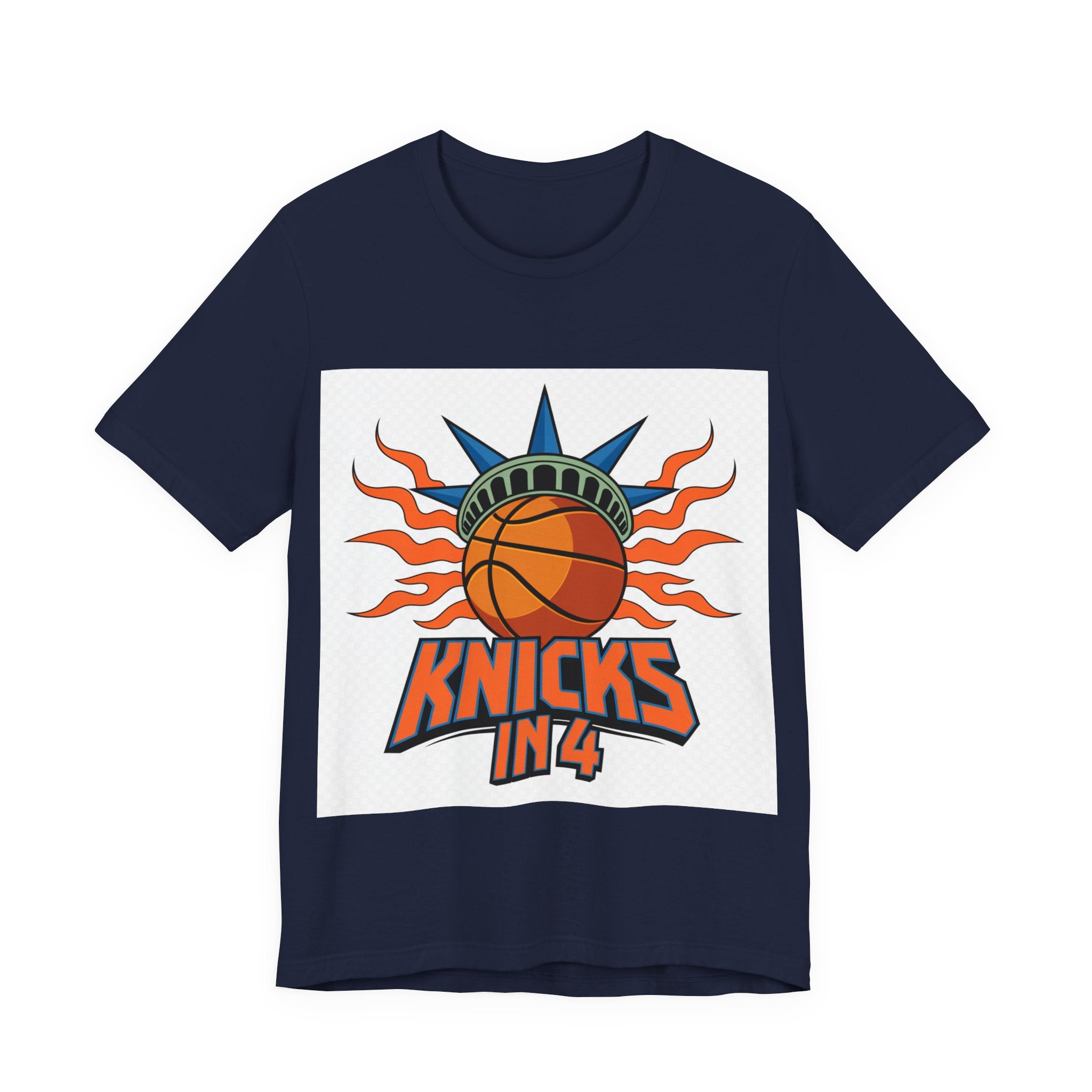 Knicks In 4 Liberty Ball - Trendy Teez Tee (Graphic Front + Text Back) mockup