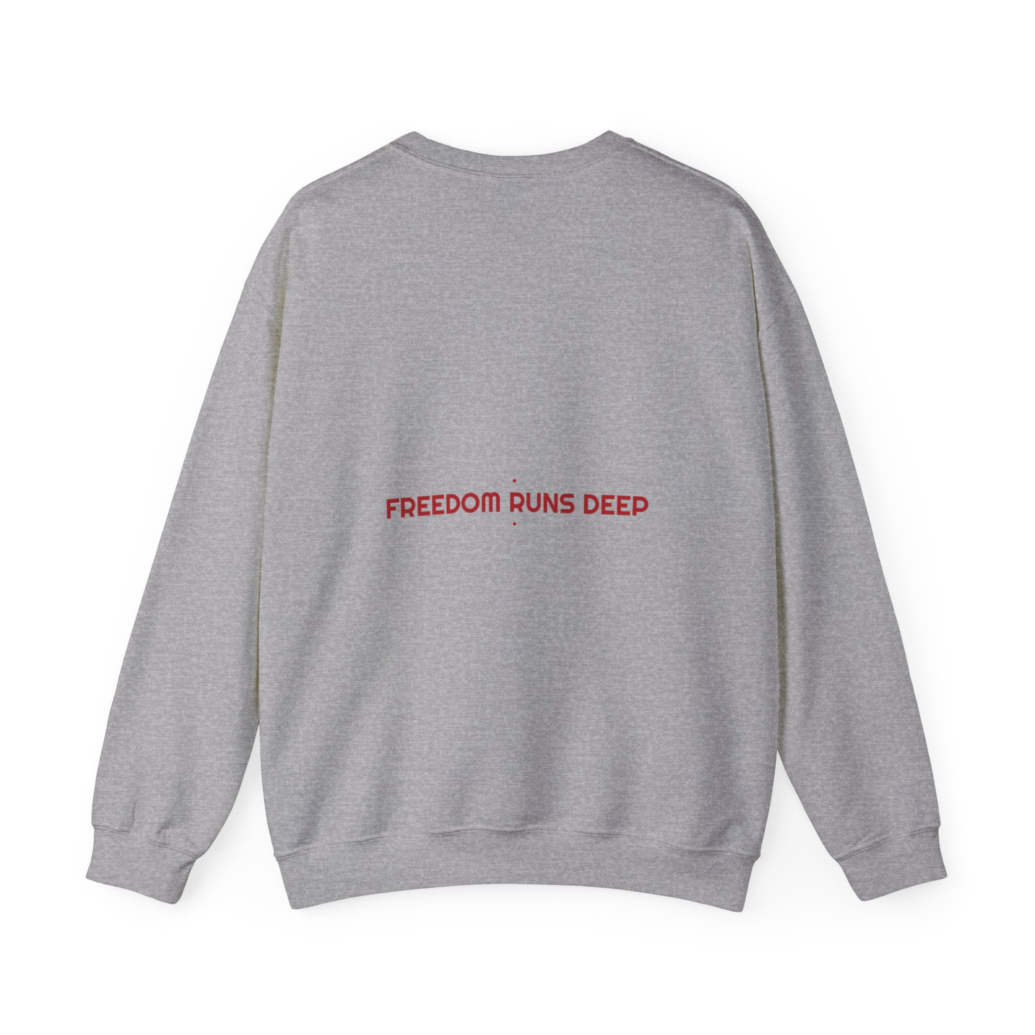 Freedom Runs Deep - Trendy Teez Funny Crewneck (Back Print) mockup