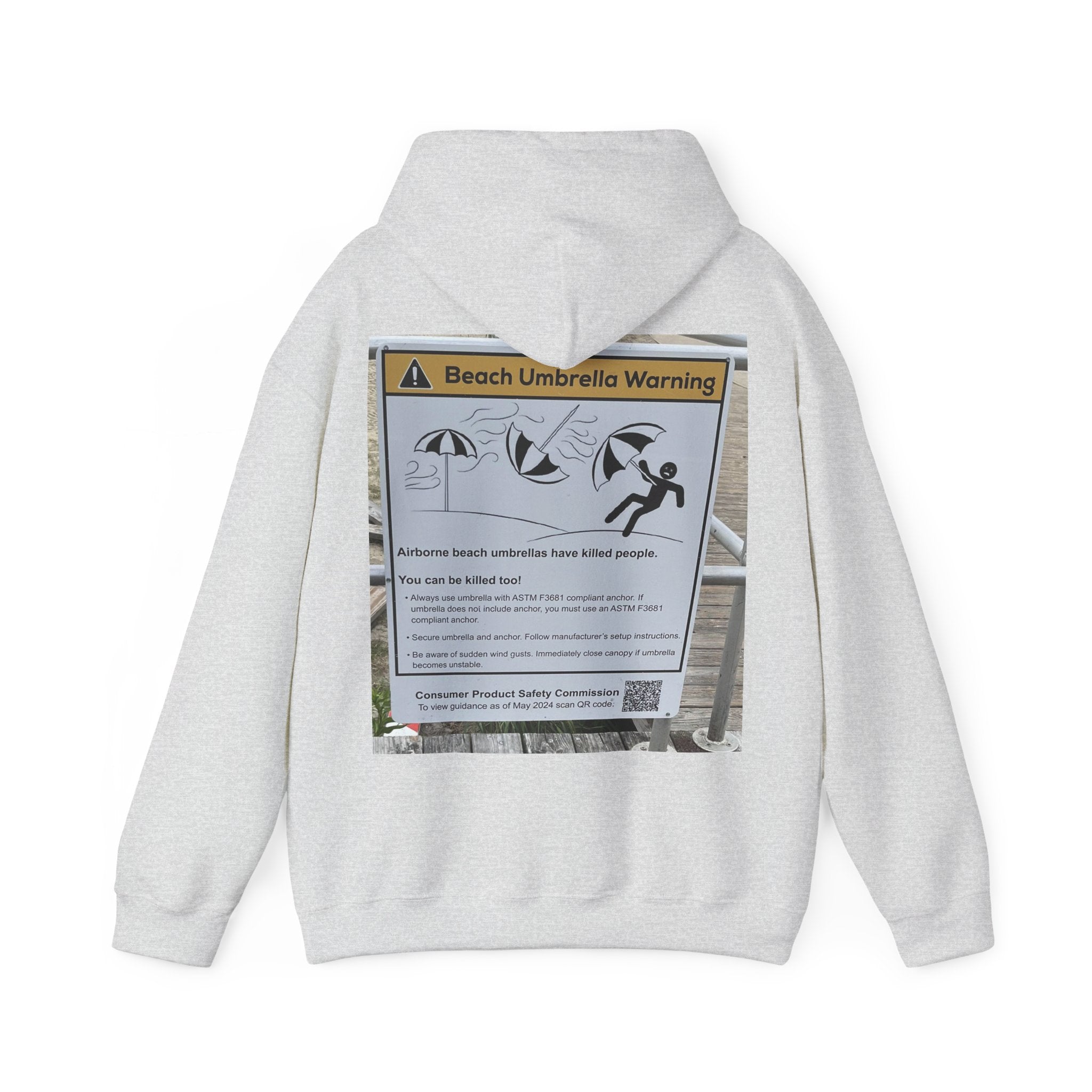 Flying Beach Umbrellas (Ocean City, Nj) — Hard Hoodie (Back Print)