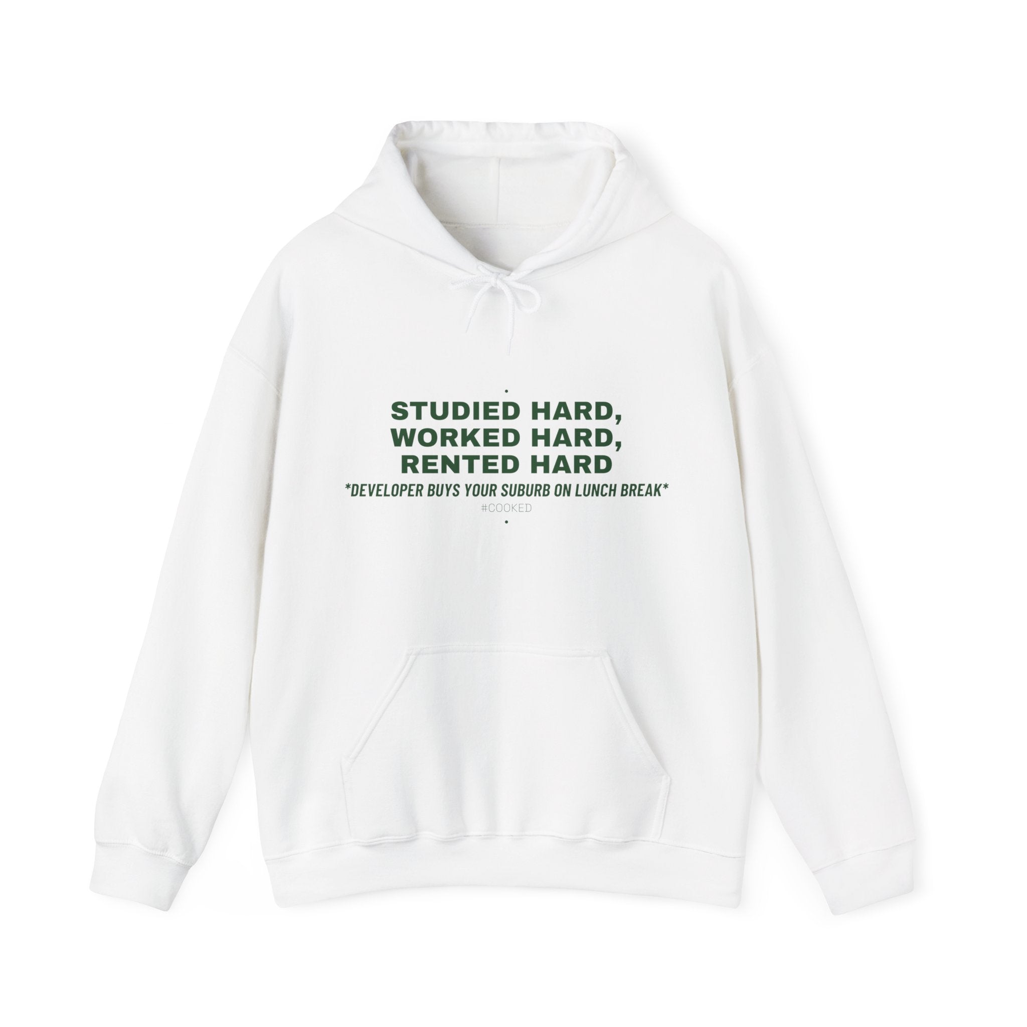 Studied Hard, Worked Hard, Rented Hard - Trendy Teez Funny Hoodie mockup