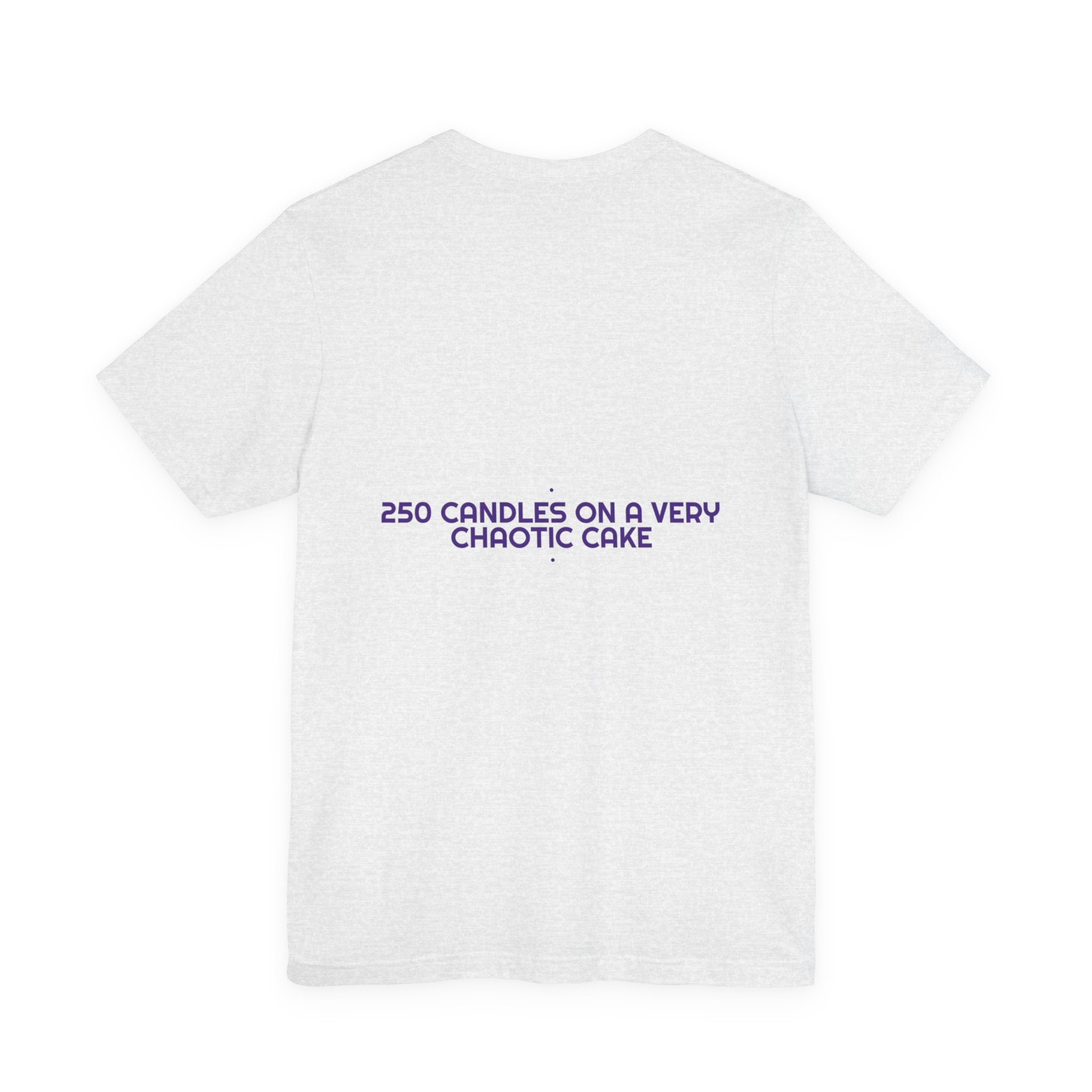 250 Candles On A Very Chaotic Cake — Funny Tee (Back Print)