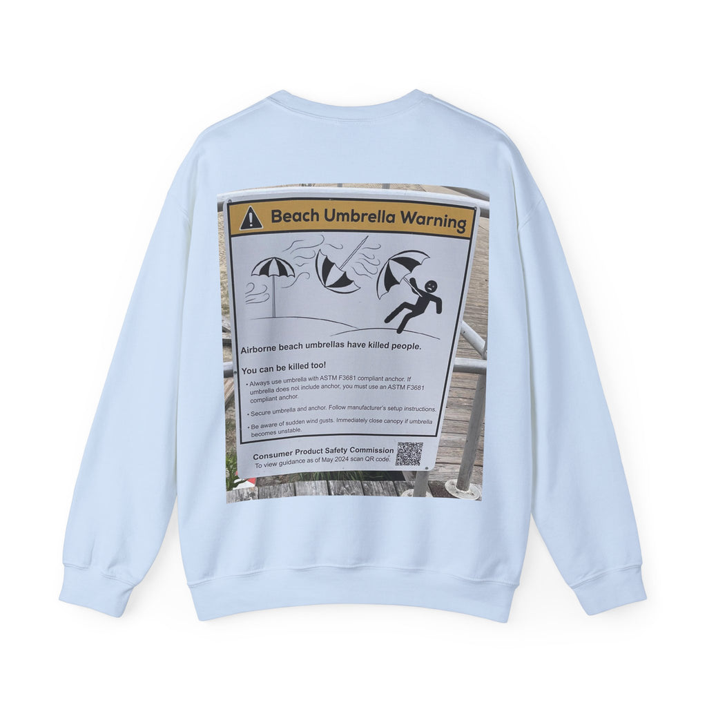 Flying Beach Umbrellas (Ocean City, Nj) — Hard Crewneck (Back Print)