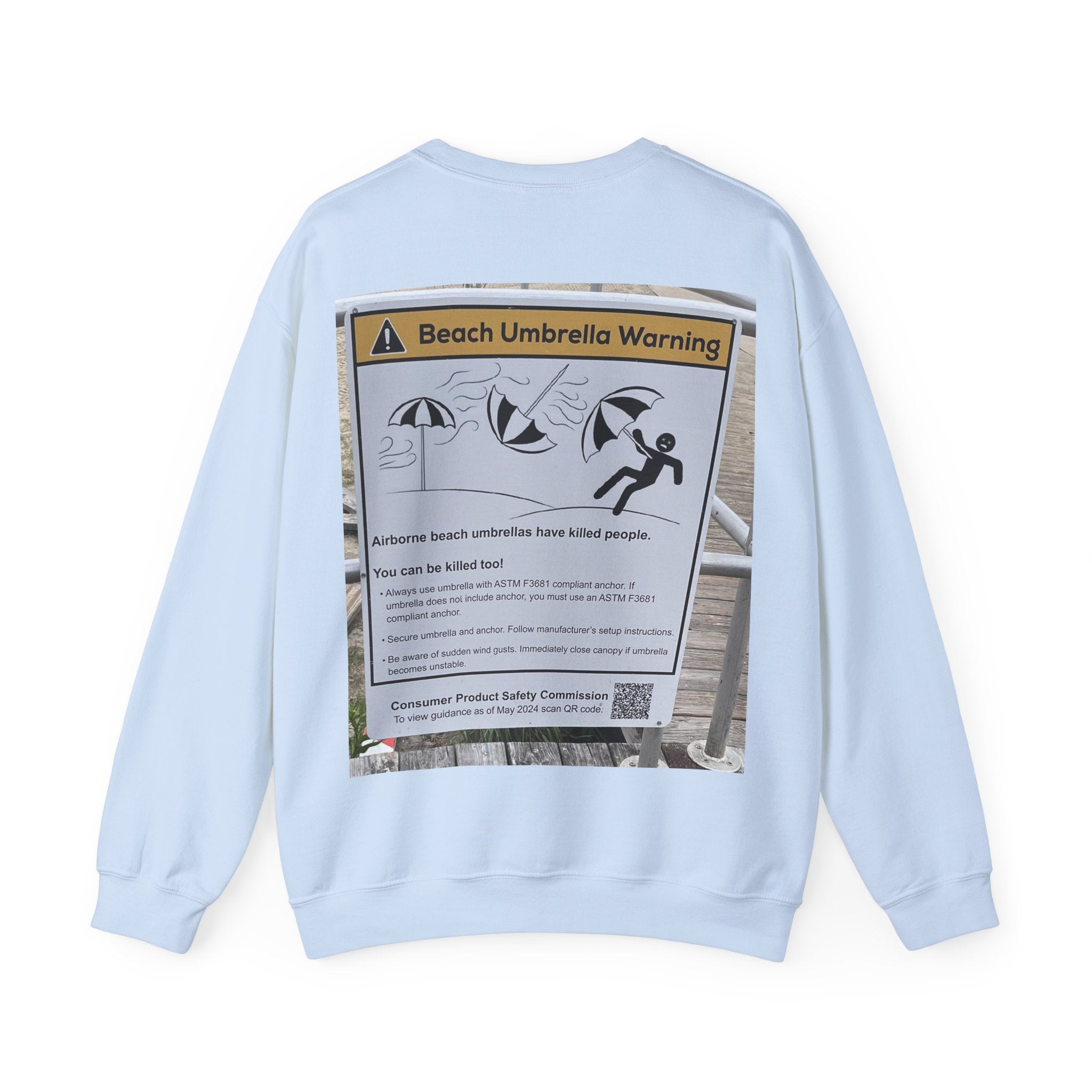 Flying Beach Umbrellas (Ocean City, Nj) — Hard Crewneck (Back Print)