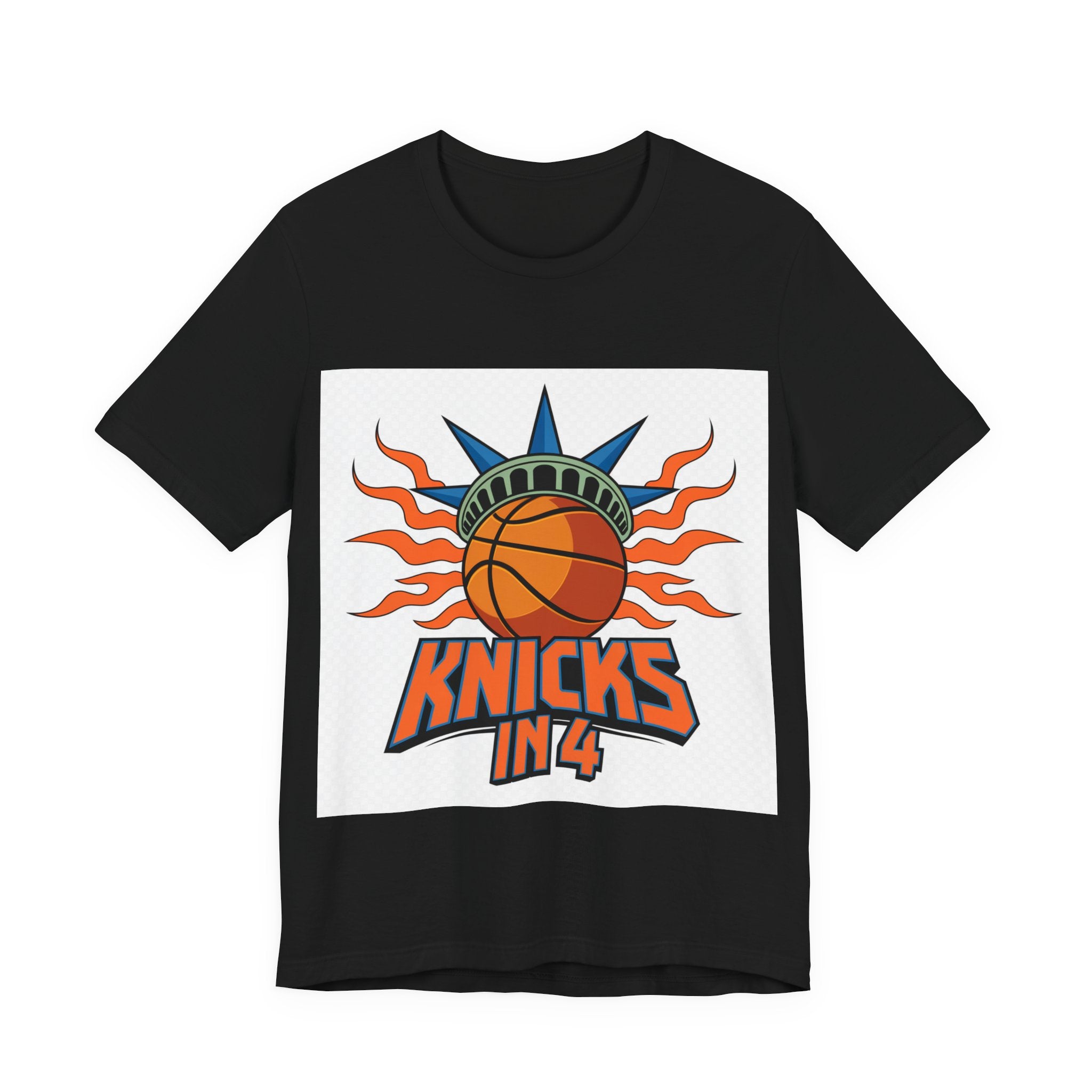 Knicks In 4 Liberty Ball - Trendy Teez Tee (Graphic Front + Text Back) mockup
