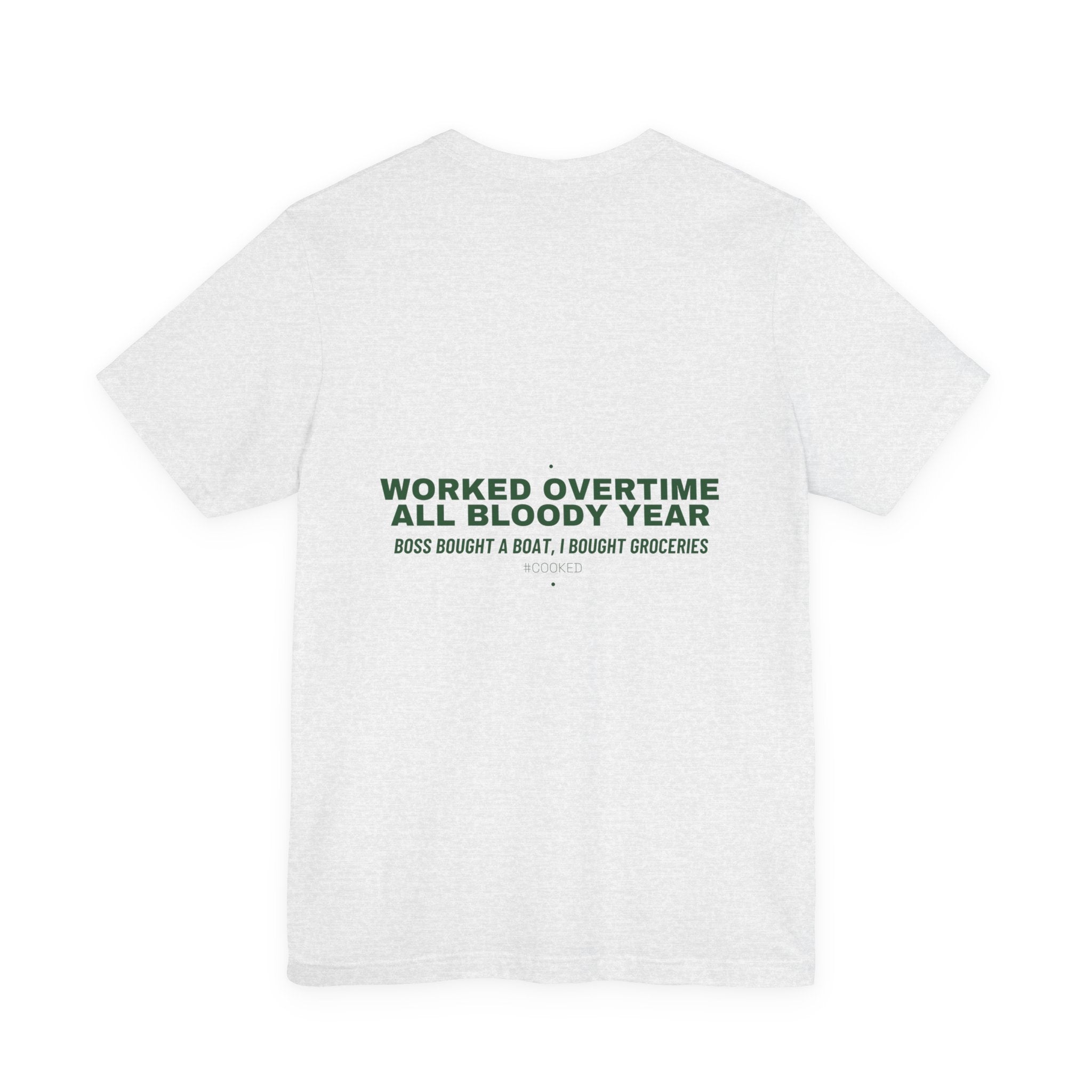 Worked Overtime All Bloody Year - Trendy Teez Funny Tee (Back Print) mockup