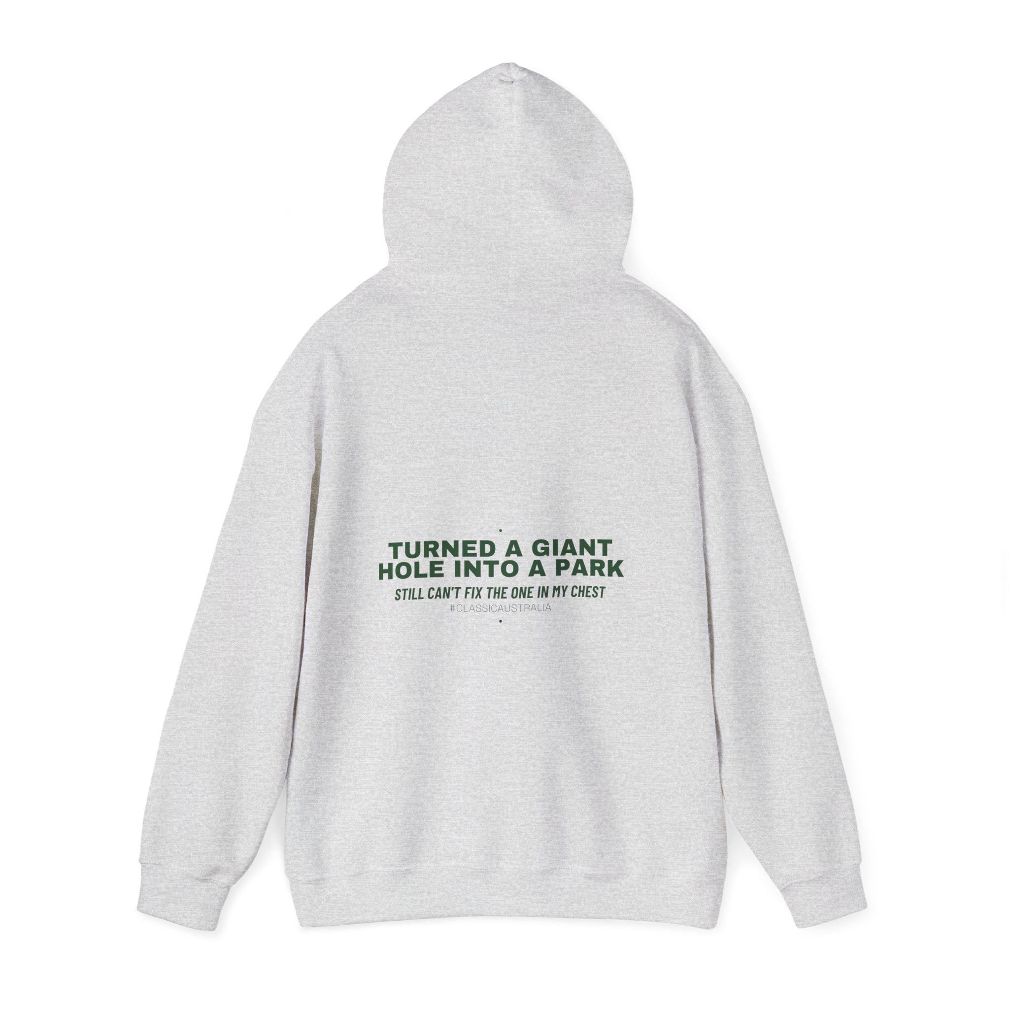 Turned A Giant Hole Into A Park — Funny Hoodie (Back Print)