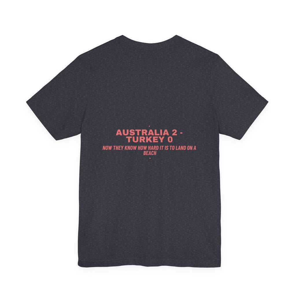 Australia 2 - Turkey 0 - Trendy Teez Funny Tee (Back Print) mockup